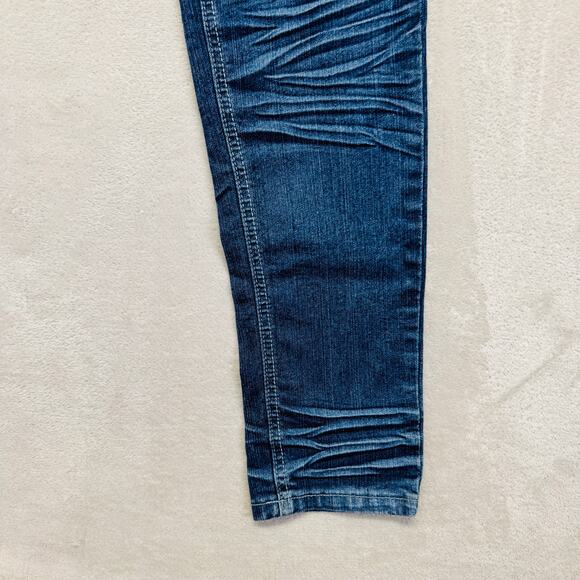 RawBlue Jeans Womens 9/10 Dark Wash Blue Denim Mid Rise Skinny 32" Destroyed Y2K - Picture 5 of 12